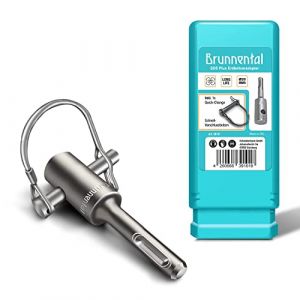 BRUNNENTAL® Adaptateur SDS Plus pour Tarière de Terre Ø20mm – Avec Goupille Quick-Change – Compatible Perforateur SDS Plus – Acier 40CR Trempé Haute Résistance – Pour Forets Ø40–150mm (Pas SDS MAX) (Schwabenbach GmbH, neuf)
