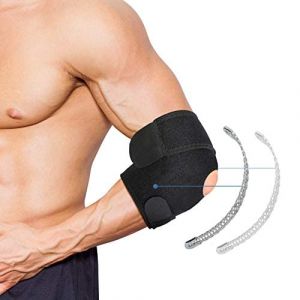 Bandage de coude, Protecteur de bras, Néoprène réglable Bandage de coude tennis elbow golf, tennis elbow fitness Attelle de coude Protection de coude Avec stabilisateurs à double ressort (salmueu, neuf)