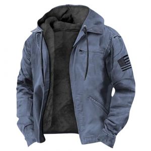 Veste Homme Hiver Parka Homme Hiver Grande Taille Mi Saison Manteaux Bombers Blouson Tactique Cachemire Capuche Cardigan Interieur Cargo Ski Molleton Black Friday 2025 Kleidung 2#Bleu Clair 3XL (SHONTON, neuf)