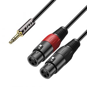 J&D 3,5mm vers 2 XLR Microphone C&acirc;ble, 2x XLR Femelle &agrave; 3.5mm TRS M&acirc;le Unbalanced Audio St&eacute;r&eacute;o Adaptateur de Patch C&acirc;ble Interconnexion pour Smartphone,Laptop,Mic, 1,8 Meter (J&D Tech FR, neuf)
