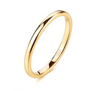 Zakk Bague Hommes Femme en Or poli Tungst&egrave;ne Alliance Bague Mariage de fian&ccedil;ailles Promesse Anneaux 2mm 4mm 6mm 8mm Taille 47-75 (2mm,48 (15.3)) (RUIYANBO, neuf)