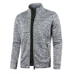 Générique Cardigan Gilet Homme Pull Veste en Maille Chaud avec Col Montant Couleur Unie Chandails Sweatshirt Vest Vêtements Grande Taille Col Mao Premium Casual Vestes chaude ouverte sur le devant (VOGWEAR, neuf)