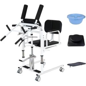 Elevador Chaise De Transfert Hydraulique Pour Patient Pour La Maison, Portable Fauteuil Roulant Pour Personnes &Acirc;g&eacute;es Handicap&eacute;es, Si&egrave;ge Divis&eacute; &Agrave; 180&deg; Et Machine De Transfert (Black, A) (JIAJIA-, neuf)