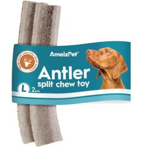 AmeizPet Os De Cerf Fendu Pour Chien - Friandises Idéal Chiens Entièrement Naturelles Et, Os De Cerfs Durable A Longue Durée Pour Chien, Corne Cerfs Robuste Idéal Chiens - 2 Pièces Taille L Corne Cerf (Ventus artis, neuf)