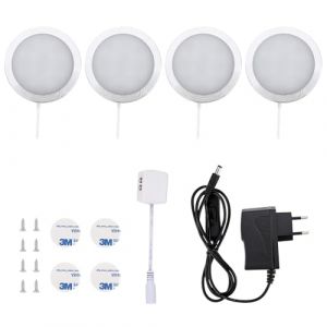 Lightsjoy Eclairage LED Cuisine Sous Meuble 4 Er Lampe De Placard Led Lumière Cuisine Sous Meuble Lumière Armoire Vitrine Spot Cuisine Pour Cabinet Penderie Entrée Couloir Toilette Blanc Chaud (Topsalesss, neuf)