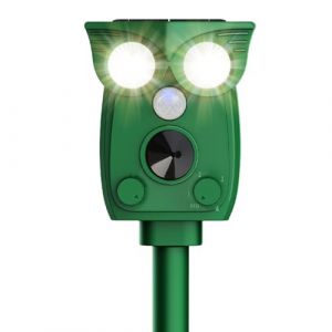 Répulsif Chat Ultrason, Solaire Repulsif Chat, 4 Modes Répulsif Animaux Exterieur, Imperméable IP54 Répulsif à Ultrason savec Lumière LED pour Anti Chats Chiens Souris Ratons Animaux de Jardin (EU PARNUO, neuf)