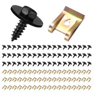 55 Set Auto Kit de Clip à Vis écrou, U Clips de Fixation Voiture, Vis de Carrosserie, Boulons de Agrafes Carrosserie, U Clips de Fixation Universels en Métal pour Voiture Garde-boue Pare-chocs (ShenZhenZhengYuan, neuf)