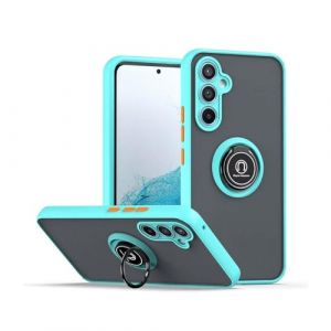 HONLEN Coque pour Samsung Galaxy S24 FE (6.7" inches), Etui de Téléphone Portable en Silicone Transparent Mat avec Support de Bague - Bleu Ciel (HONLEN, neuf)