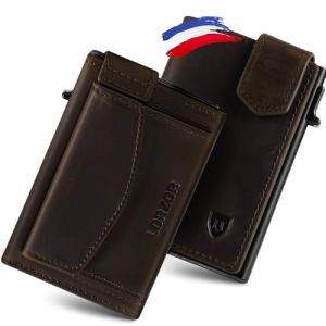 LORZOR Portefeuille Homme avec Porte Monnaie XXL, Porte Carte Homme Cuir Véritable avec Fermeture Magnétique, Portefeuille et Porte-Carte avec Blocage RFID, Wallet pour 10 Cartes，Portecarte Bancaire (ReturnRate, neuf)