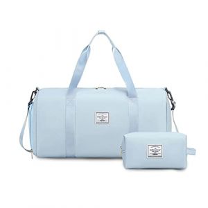 FANDARE Femme Sacs de Voyage Homme Sacs de Sport Cabas de Fitness avec Trousse de Toilette Sacs de Sport Grand Format Sac &agrave; Main Sac &agrave; Dos Weekend Voyage Grande capacit&eacute; Sacs polochons Bleu Clair (O&Uuml; HULGY, neuf)