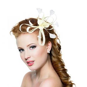 Épingle à Cheveux Mariage Plume Femme Coiffure Fleurs Chapeau Bibis Fascinator Nuptiale Accessoires Clip Cheveux Voilette Déguisement Soirée Photographe Églises (IBlueloveruk, neuf)