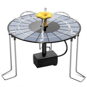 AISITIN 4W Fontaine Solaire Exterieure de Jardin Améliorée avec 3 Poteaux de Support LED Pompe Solaire pour Bassin Pompe à Eau avec 6 Effets pour Bassins D'agrément Bassin Exterieur Jardin (AISITIN Boutique Agréée RV, neuf)