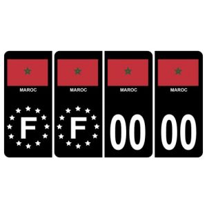 HADEXIA Pack 2 Paires Autocollant Stickers Plaque d'immatriculation Premium Drapeau Maroc Noir - Numéro Personnalisé (Digital Sticker, neuf)