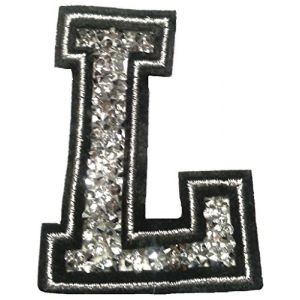 Écusson Patch Badge strass Brodé ecusson lettre alphabet thermocollant " L 8-10 cm " (B2SEE LTD avec TVA francaise et livraison LaPoste, neuf)