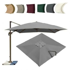 ZYXQQJ 4x3M Rectangulaire Auvent De Rechange pour Parasol Déporté 8 Baleines Toile De Rechange pour Parasol De Jardin Extérieur(Gray,4x3m/13x9.8ft) (Wenjing's Shop, neuf)