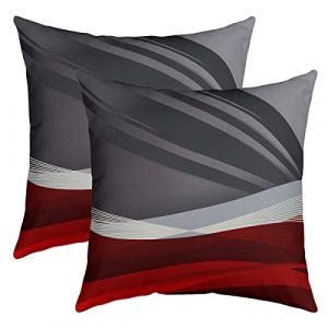 G&eacute;om&eacute;trie Taie d'oreiller 60x60cm G&eacute;om&eacute;trique Avec Ligne Housse Coussin Pour Maison Le Salon D&eacute;cor Lot De 2 Taie Oreiller R&eacute;versible Modern R&eacute;sum&eacute; Art Rouge Noir Gris D&eacute;cor Housse de Coussin (Bofanshangmao, neuf)