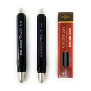 Koh-I-Noor 5344 Lot de 2 porte-mines plus mines de rechange (6 pi&egrave;ces) I 5,6 mm de diam&egrave;tre I Porte-mine I Pour croquis, planification, dessin I Stylo artisanal (adelja FineArt, neuf)