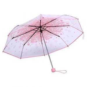 MAGT Parapluie Pliant, Cherry Blossom 4 Couleurs Transparent à la Mode Magnifique Parapluie de Pluie(Rose) (MAGT-EU, neuf)
