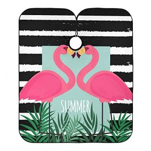 Flamant Rose Et Feuilles De Palmier Sur Rayures Robe De Coiffure Antistatique Cape De Coupe Imperm&eacute;able Blouse Coiffeur Pour Barbiers Instituts De Beaut&eacute; Salon 140X168Cm (guangzhouhongchenmaoyishanghanggerenduzi, neuf)