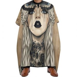 Cape de Cheveux Cils de fille gothique gothique, Pliable Tablier de Barbier Antistatique Cape de Coupe pour Coiffeurs Adultes 140X168cm (guangzhouchengzemaoyizhongxingerenduzi, neuf)