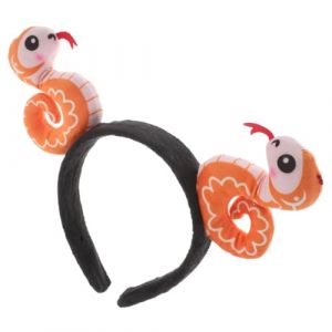 minkissy Bandeau Année du Serpent bandeau de dessin animé nouvel an casque de serpent Bandeau serpent nouvel an Serpent accessoire cheveux cotillons de serpent déguisement de serpent Orange (Master Self, neuf)
