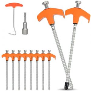 FTJKGH 10PCS Piquets de Tente, Métal Piquet de Tente a Visser Sardines Camping Robustes Piquet Ancrage, Piquet Tente pour Bâches, Gazebos, Auvents (TOPHEFU-FR, neuf)