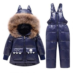amropi Combinaison de Ski Bébé Filles Veste de Duvet à Capuche et Pantalons de Neige 2 Pièces Hiver Ensemble de Ski Marin,3-4 Ans (YunBao Footwear Trade, neuf)