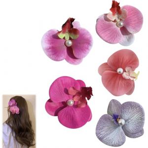 Phalaenopsis Fleur Pinces &Agrave; Cheveux R&eacute;aliste Papillon Orchid&eacute;e Floral Alligator Frange Lat&eacute;rale Clip &Eacute;pingles &Agrave; Cheveux Accessoires De Coiffure pour Femmes Filles (MIX A 4PCS) (FlowCraft Fittings, neuf)