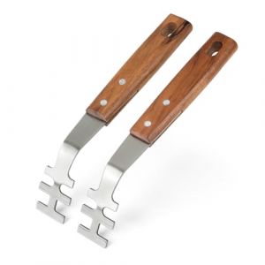 onlyfire Lève-Grille en Bois D'acacia et Acier Inoxydable, œillet Intégré au Bout de la Poignée, Universel Ustensile de Barbecue, Accessoires de Gril pour Déplacer Grilles, 2 Pièces (Onlyfire Store, neuf)