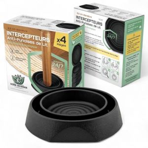 Intercepteurs Anti-Punaises de Lit (Pack de 4) – Réutilisables, Écologiques, Compatibles Tous Lits – Protection 24/7 sans Produits Chimiques (Reborn-France, neuf)