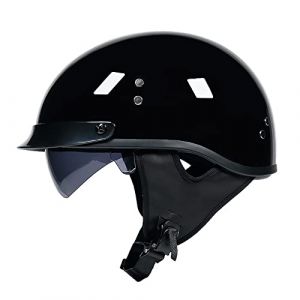 Demi Casque de Moto Jet Moto Casque Bol, Casques Vintage à Face Ouverte avec dégagement Rapide de Lunettes, ECE Homologué en pour Scooter Chopper, Casque De Moto Pilot Demi-Jet (lvliangshilishiquyufeizonghedian, neuf)