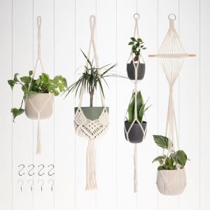 WUWENY Pot de fleurs en macram&eacute;, pot de fleurs suspendu pour l'int&eacute;rieur, pot de fleurs suspendu moderne pour l'int&eacute;rieur, set de pot de fleurs en macram&eacute; avec corde de coton pour l'int&eacute;rieur (zhananan, neuf)