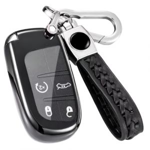 Z.MYUKI 【5 couleurs】 500X Sport 334 Coque cl&eacute; avec porte Clef pour Fiat 500X 2015-2022 2023 Accessoire original Protection cle (Noir) (Z.MYUKI-EU, neuf)