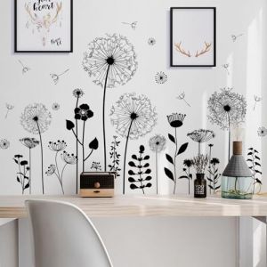 Stickers Muraux Fleurs de Pissenlit Stikers Murals Pissenlit Bloom Autocollant Mural Stickers Mural Decoration Murale Autocollant Murale Pissenlit Fleurs Plantes Décoration Murale Chambre Salon Bureau (Wenxiaw, neuf)