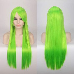 80CM 31 `` Perruques Cosplay Faux Cheveux Synthétiques Résistants À La Chaleur Noir Bleu Marron Blonde Russe Perruques Droites Brésiliennes + Casquette Perruques Une Taille Longue Perruque Droite 11 (good stuff A, neuf)