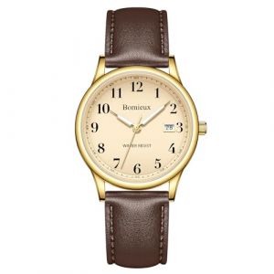 Timever Montre Analogique &agrave; Quartz pour Homme avec Bracelet en Cuir,3 Aiguilles,Date,&Eacute;tanche 3 ATM,Gros Chiffres,Id&eacute;e de Cadeau pour Un Amis (lingzhongkeji, neuf)