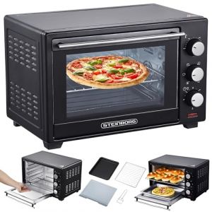 STEInBORG Mini Four 25 Litres | Four &agrave; Pizza 3 en 1 | Plaque Ramasse-Miettes | Chaleur de Vo&ucirc;te et de Sole | Convection | Minuterie 60 Min | 1600 W (Enstore France, neuf)