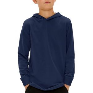 Haloumoning Sweat &agrave; capuche &agrave; manches longues pour gar&ccedil;on - Couleur unie - Coupe droite - Sweat &agrave; capuche basique - 5-14 ans, bleu fonc&eacute;, 13-14 ans (Zecio, neuf)