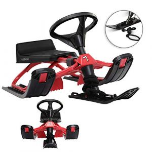 Monzana&reg; Luge SR 400 Rouge dirigeable pour Adultes et Enfants 2 Freins c&acirc;ble de Traction Volant Inclus Toutes neiges (DEUBA-FR, neuf)