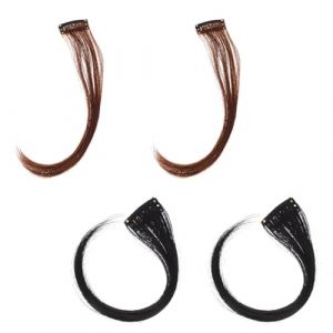 HEANUJJ 4 Pi&egrave;ces Fausse Frange Ondul&eacute;e 25 CM Extensions de Postiche pour Femmes Couleur Noir Naturel et Ch&acirc;tain Clair Franges pour Visage Oval C&oelig;ur Carr&eacute; Ronde &ndash; Volume Cheveux (LINYUAF, neuf)