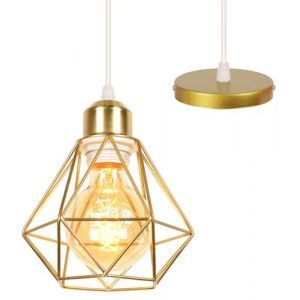 TOKIUS E27 Plafonnier Industriel Suspension Luminaire Vintage Design Lustre M&eacute;tal R&eacute;tro forme Cage &Oslash;160mm &eacute;clairage plafond 40W, Dor&eacute; (Lustre-1pcs) (TOKIUS, neuf)