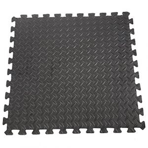 Lot de 12 tapis de sol emboîtables en mousse souple, tapis d'exercice en caoutchouc EVA pour entraînement à la maison, tapis de yoga, garage atelier,63*63*1.2cm, noir (Hechheu, neuf)