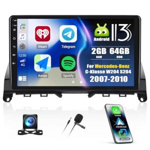 SIXTOP [2G + 64G] Autoradio Android 13 avec Bluetooth pour Mercedes Benz Classe C W204 S204 2006-2011 avec Carplay Android Auto, Radio Tactile 9" avec GPS WiFi FM/RDS EQ MirrorLink + cam&eacute;ra de recul (xinshunhangdianpu, neuf)