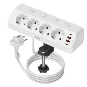 FDTEK PD 20W Prise de Table avec USB C, Multiprise de Bureau avec Interrupteur Individuel, Prise d'angle 4 Prises avec 4 USB, Multiprise Fiche Plate pour Bureau et Maison, 2M C&acirc;ble (Heyingshangwu, neuf)