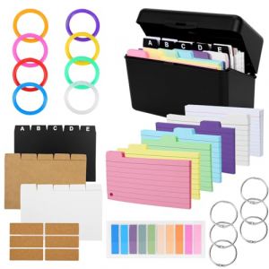 Set de Fiches d'&Eacute;tude 230 Fiches 15 Intercalaires avec Bo&icirc;te, Taille du papier de 3 pouces, 6 Anneaux M&eacute;talliques Format pour Maison Bureau &Eacute;cole, Id&eacute;al Prise Notes Cadeau &Eacute;tudiant (ANDERHEY TRADE LIMITED, neuf)