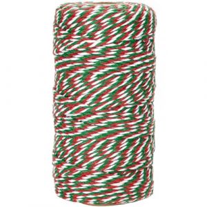 G2PLUS 100M Ficelle Coton No&euml;l Ficelle Rouge Vert Blanc 2MM Ficelle Cadeau Decorative Cordes pour l'emballage de Cadeaux de No&euml;l et Bricolage Artisanat (BIGGER, neuf)