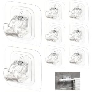 ZKGYUS 8 support tringle rideaux sans percage,Agrafes de tringle à rideauxAgrafes de fixation de tringle à rideauxAucun trou Rideau de porte Télescopique Agrafes de crochet adhésif Demi-tringle (Piasbta Sbasub, neuf)