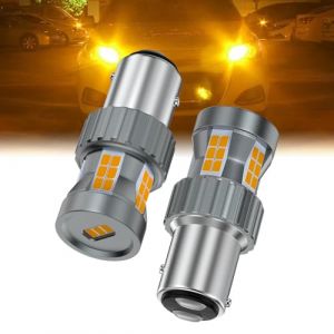 Teguangmei 1157 BAY15D P21/5W Ampoules LED 23W 12V Super Lumineuses Jaune Ambré Canbus Sans Erreur Anti Hyper Flash 2057 2357 7528 Feux Clignotants Avant et Arrière, 2 Pièces (TeguangmeiEUR, neuf)