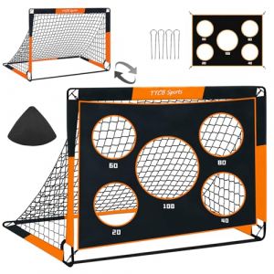 TTCB Sports 2 en 1 Cage de Football Enfant Exterieur Pliable, 120x90x90cm Buts de Football avec 5 Cible et Sac de Transport, Intérieur/Extérieur Récréation Entraînement, Cadeaux pour Garçon(Orange) (TTCBSPORTS, neuf)