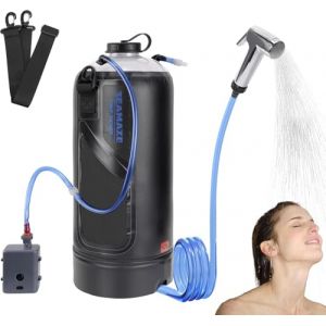 BOOSTEADY Douche de Camping Solaire Portable, 12L Sac de Douche Solaire Camping Pliable Ext&eacute;rieur avec Pompe &agrave; Pression Automatique, Douche Solaire Camping Propuls&eacute; L&eacute;g&egrave;re pour Randonn&eacute;e Jardin Voyage (Boosteady, neuf)